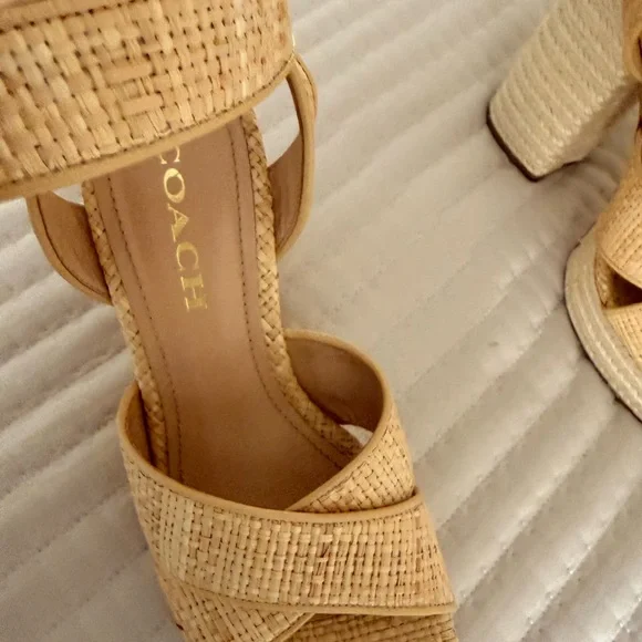 Coach Tan Woven Platform Heels - Picture 5 of 13